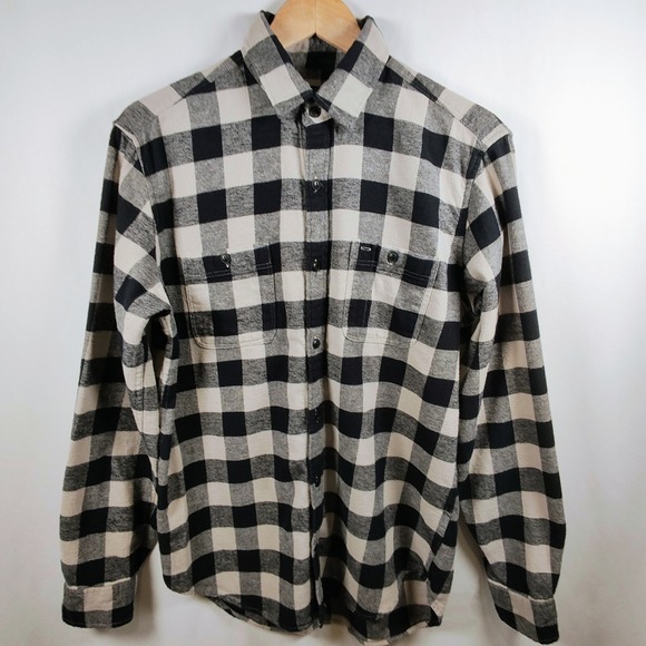 GAP Other - Gap Mens Buffalo Plaid Flannel Shirt Black Cream Standard Fit Medium Cotton